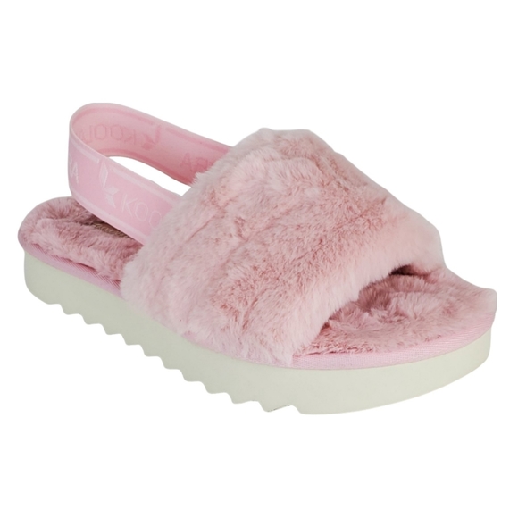 UGG | Shoes | New Koolaburra Ugg Fuzzn Ll Fur Backstrap Slide On Slippers  Sandals Pale Blush | Poshmark